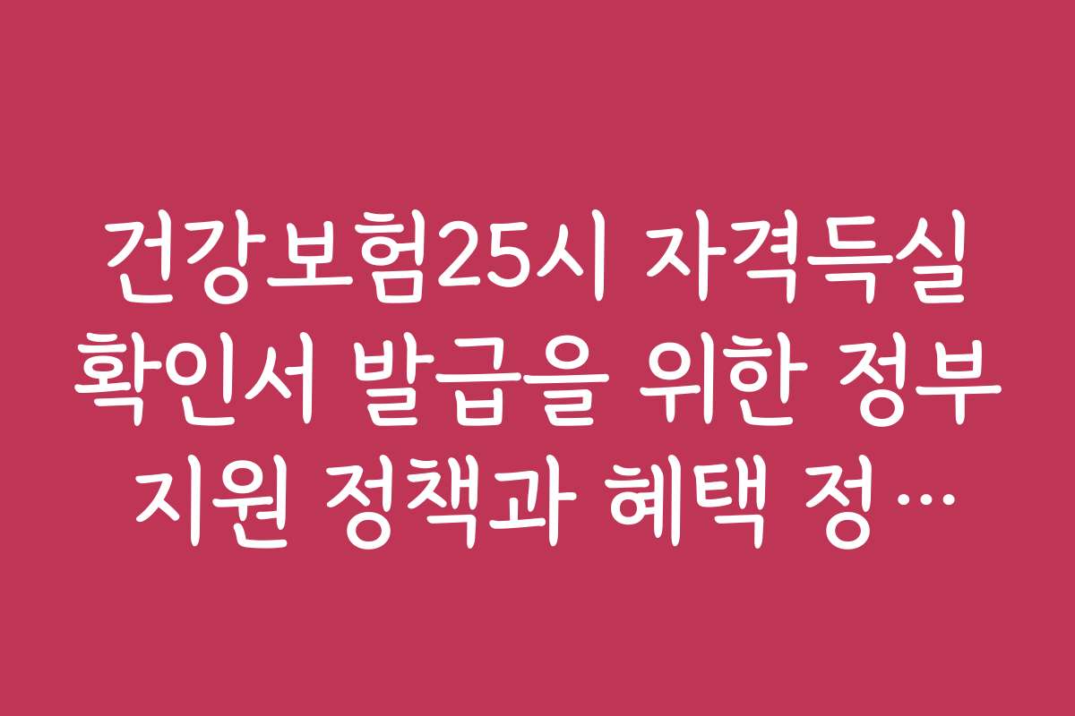 건강보험25시 자격득실확인서 발급을 위한 정부 지원 정책과 혜택 정보를 확인하세요