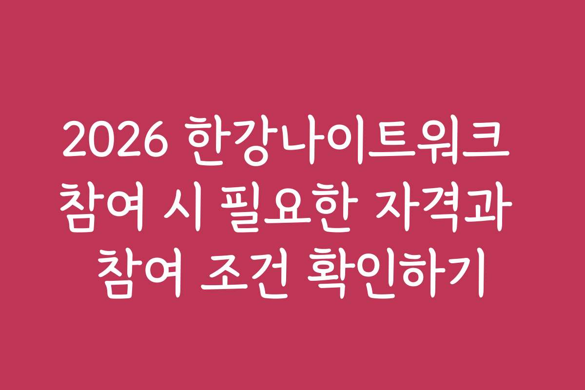2026 한강나이트워크 참여 시 필요한 자격과 참여 조건 확인하기