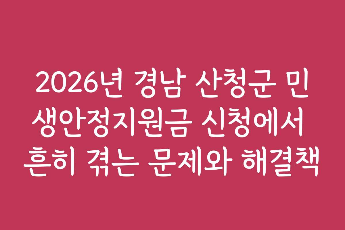 2026년 경남 산청군 민생안정지원금 신청에서 흔히 겪는 문제와 해결책