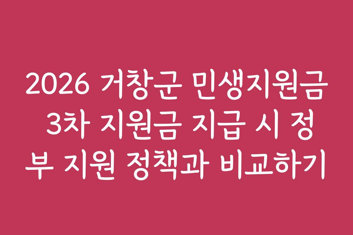 2026 거창군 민생지원금 3차 지원금 지급 시 정부 지원 정책과 비교하기