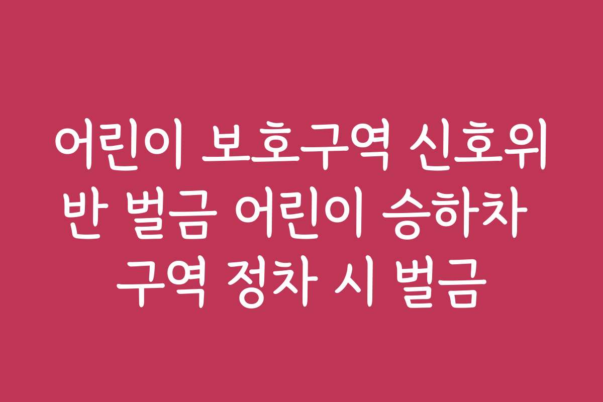 어린이 보호구역 신호위반 벌금 어린이 승하차 구역 정차 시 벌금