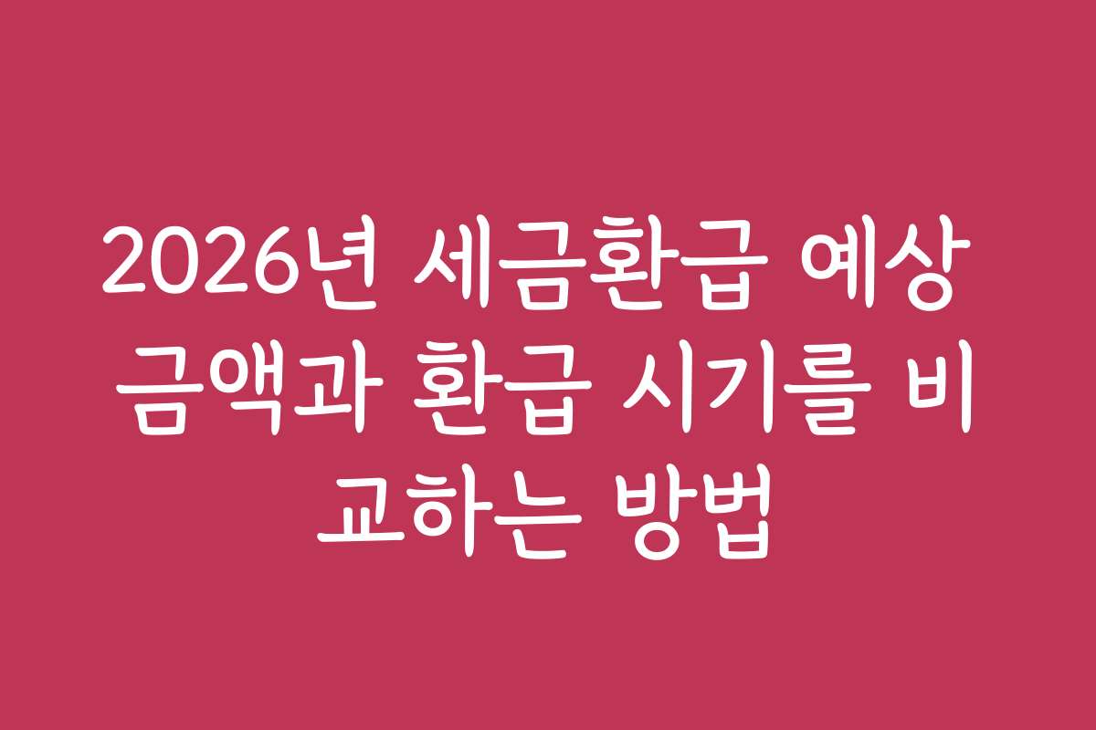 2026년 세금환급 예상 금액과 환급 시기를 비교하는 방법