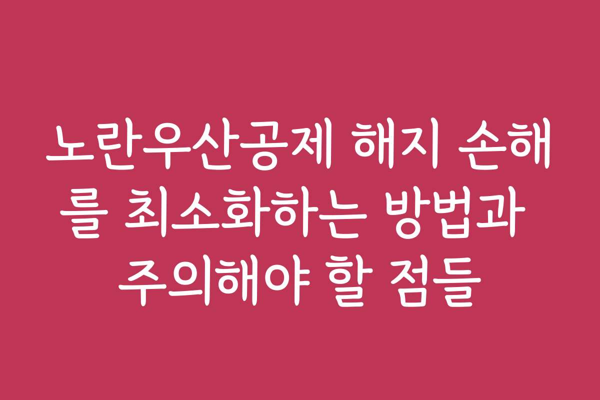 노란우산공제 해지 손해를 최소화하는 방법과 주의해야 할 점들