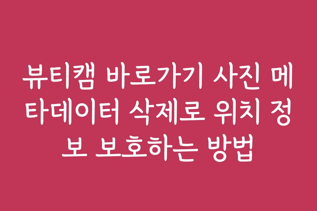 뷰티캠 바로가기 사진 메타데이터 삭제로 위치 정보 보호하는 방법