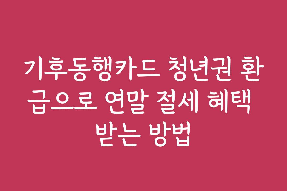 기후동행카드 청년권 환급으로 연말 절세 혜택 받는 방법