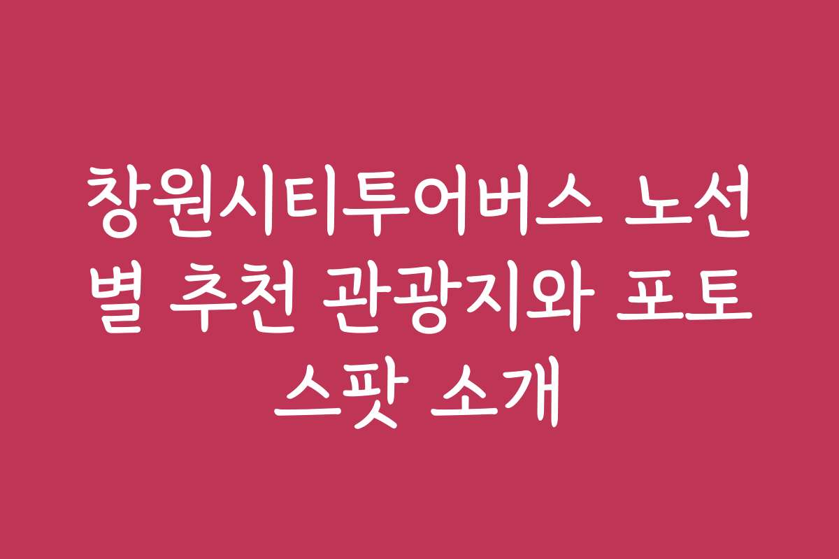 창원시티투어버스 노선별 추천 관광지와 포토스팟 소개