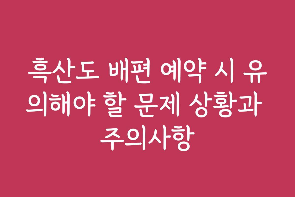 흑산도 배편 예약 시 유의해야 할 문제 상황과 주의사항