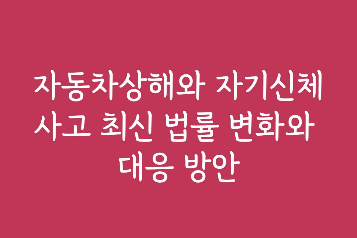 자동차상해와 자기신체사고 최신 법률 변화와 대응 방안