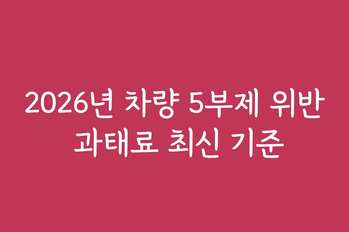 2026년 차량 5부제 위반 과태료 최신 기준