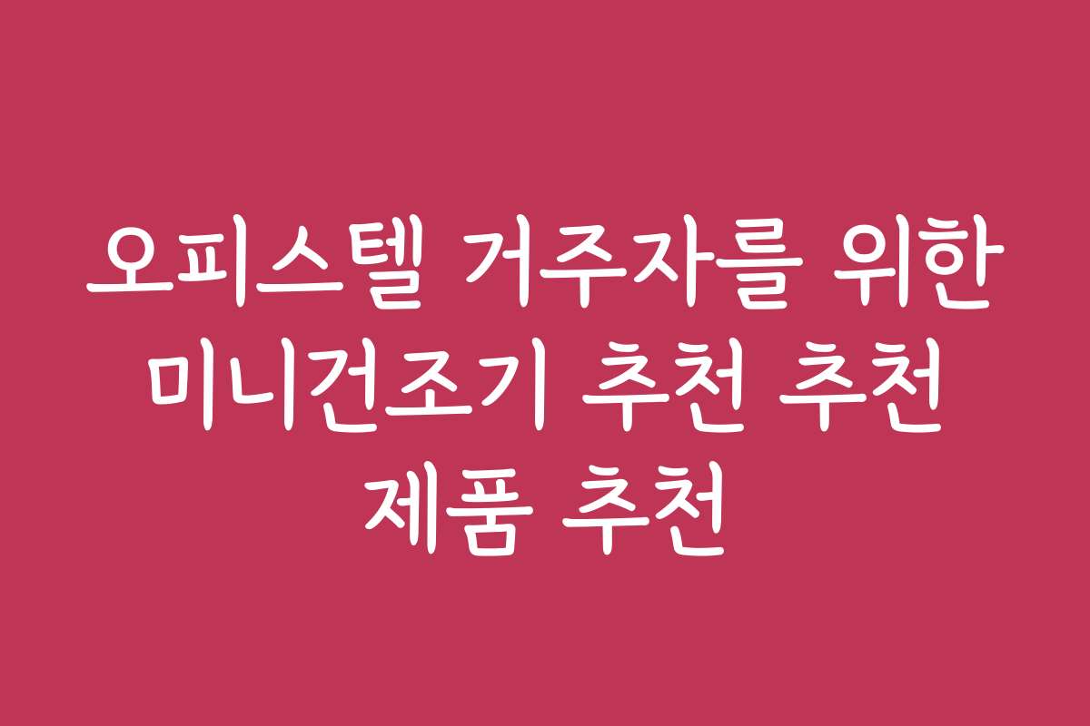 오피스텔 거주자를 위한 미니건조기 추천 추천 제품 추천