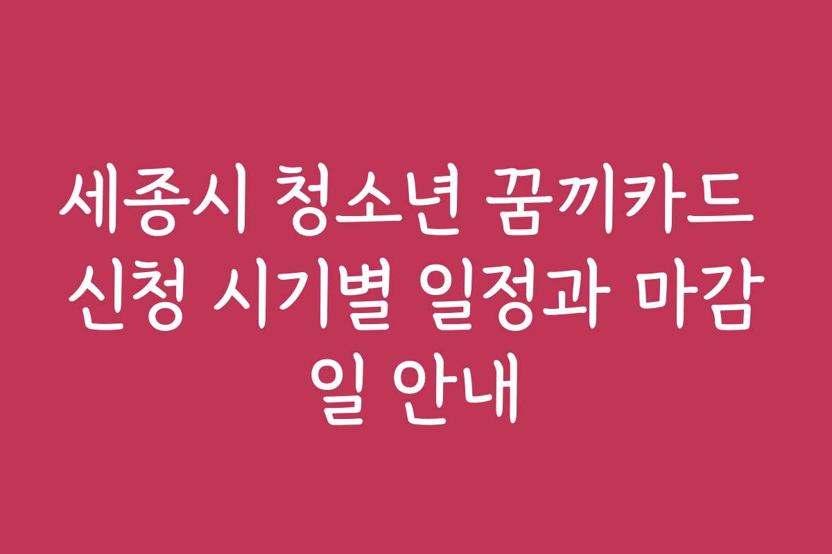세종시 청소년 꿈끼카드 신청 시기별 일정과 마감일 안내