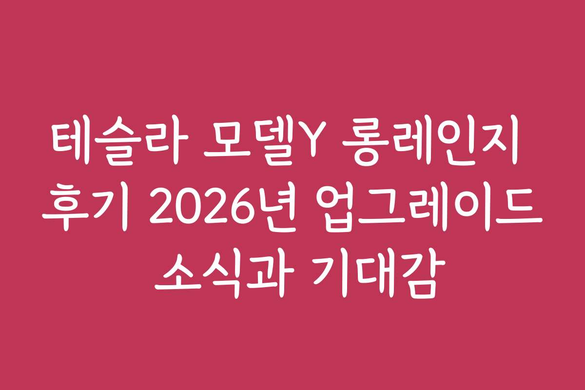 테슬라 모델Y 롱레인지 후기 2026년 업그레이드 소식과 기대감