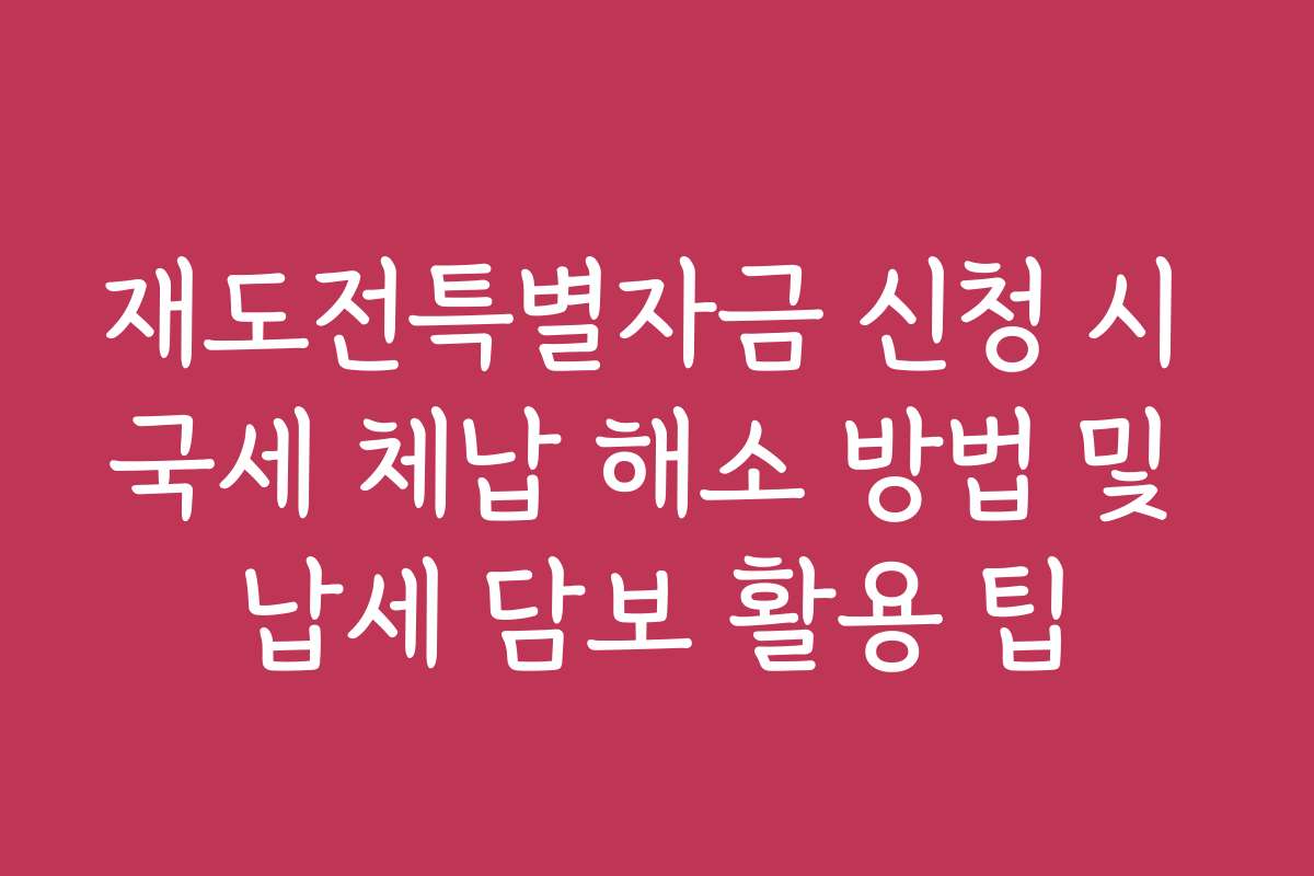 재도전특별자금 신청 시 국세 체납 해소 방법 및 납세 담보 활용 팁
