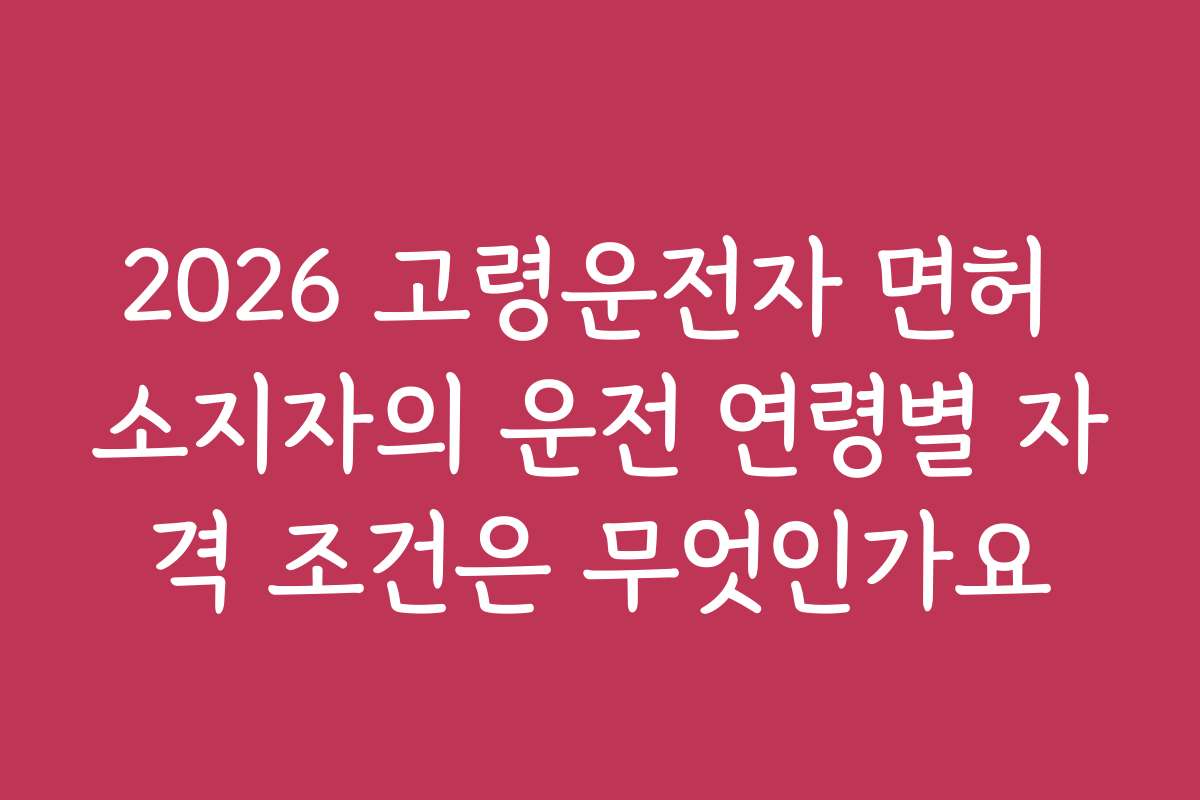 2026 고령운전자 면허 소지자의 운전 연령별 자격 조건은 무엇인가요