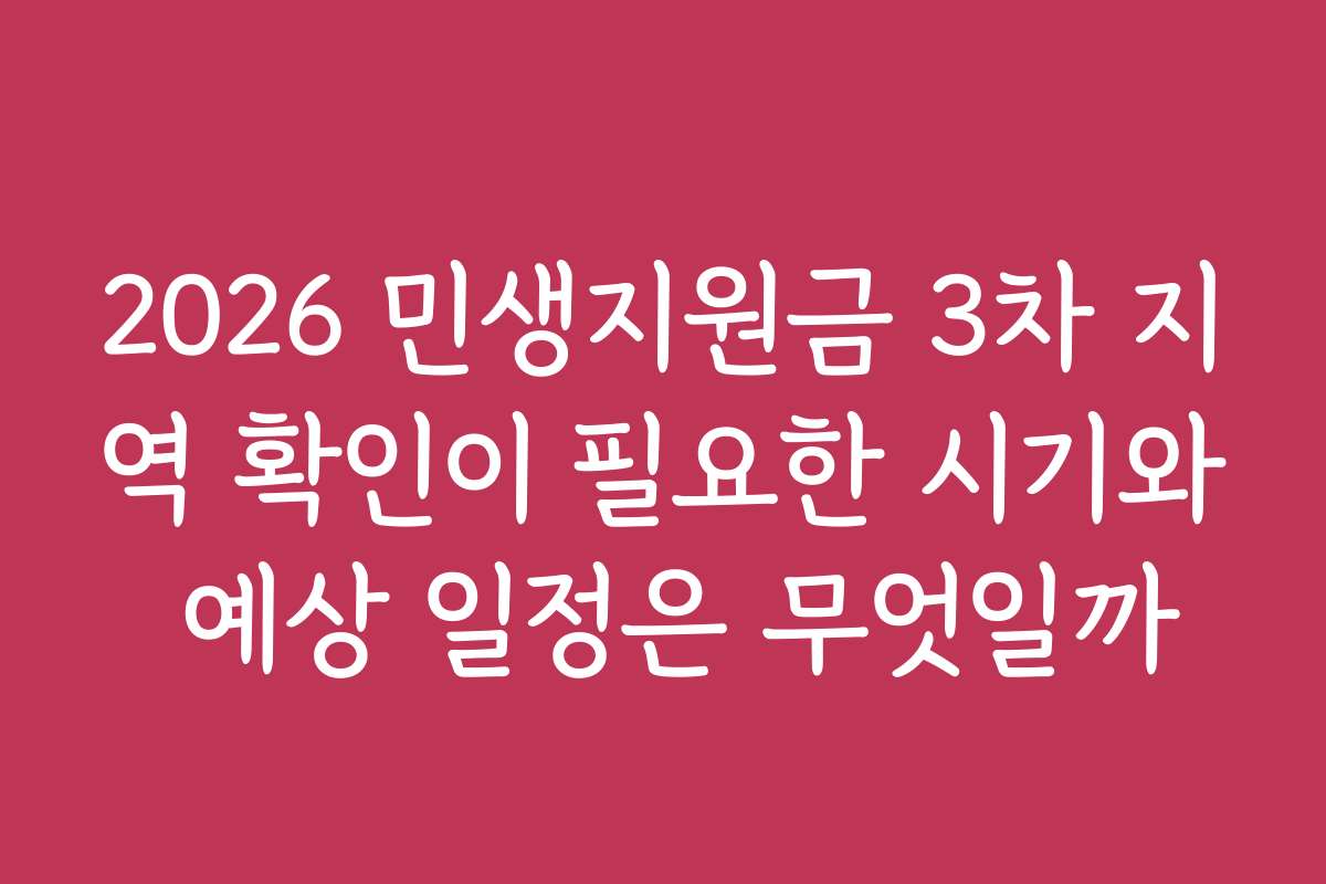 2026 민생지원금 3차 지역 확인이 필요한 시기와 예상 일정은 무엇일까