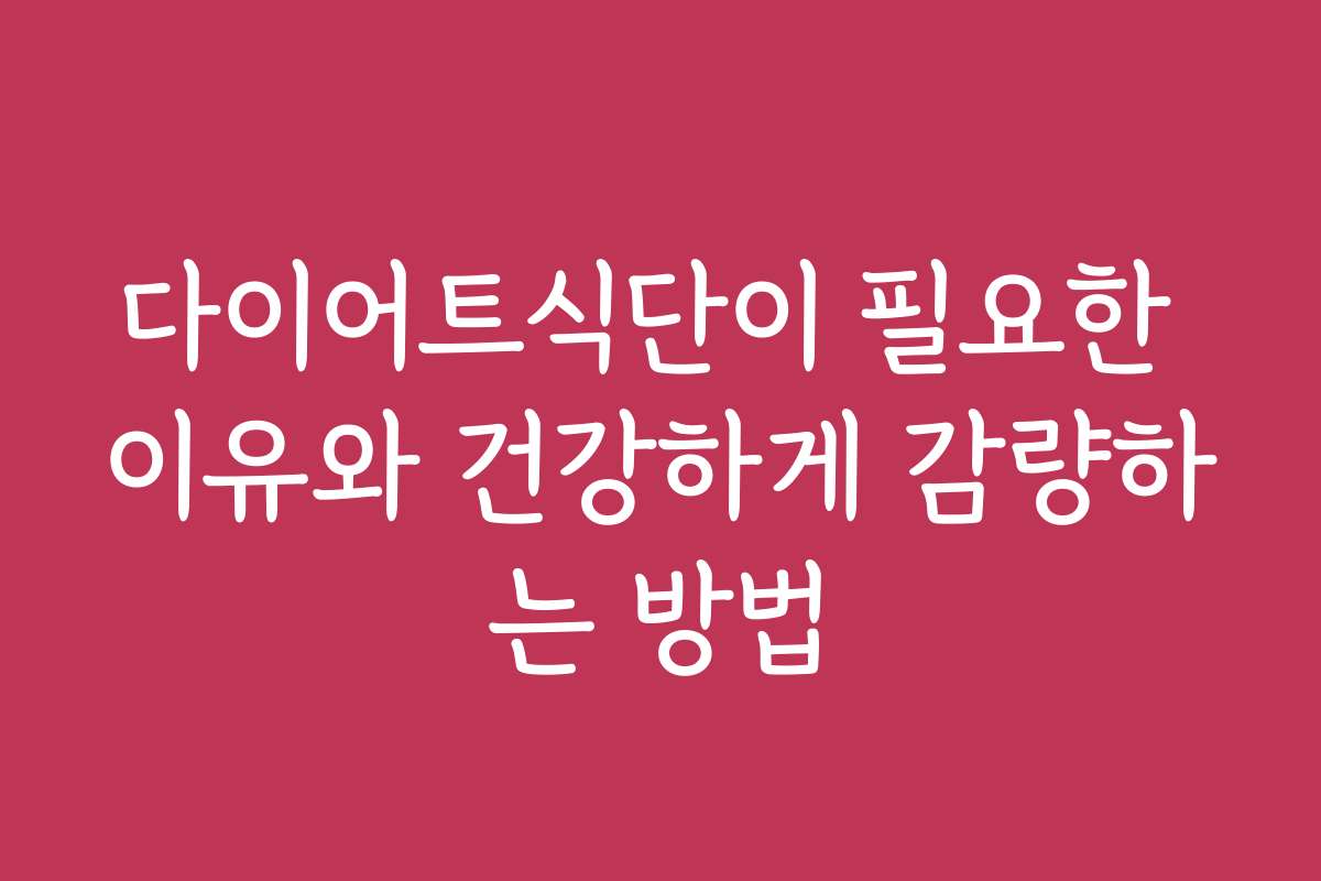 다이어트식단이 필요한 이유와 건강하게 감량하는 방법