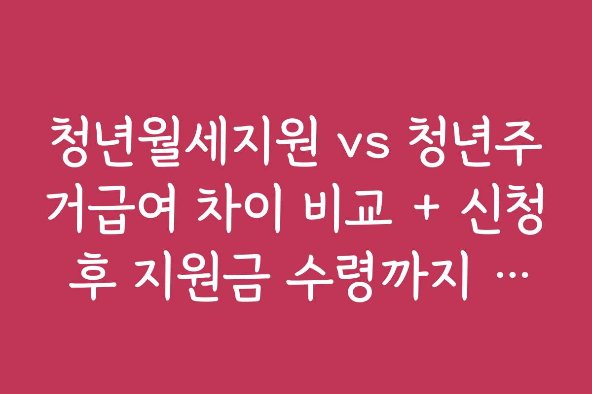 청년월세지원 vs 청년주거급여 차이 비교 + 신청 후 지원금 수령까지 예상 일정