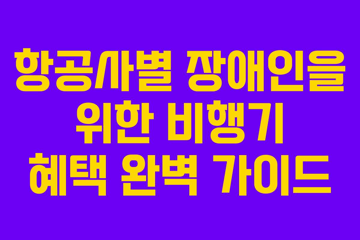 항공사별 장애인을 위한 비행기 혜택 완벽 가이드 항공사별 장애인을 위한 비행기 혜택 완벽 가이드