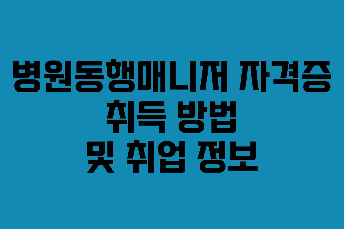 병원동행매니저 자격증 취득 방법 및 취업 정보 병원동행매니저 자격증 취득 방법 및 취업 정보