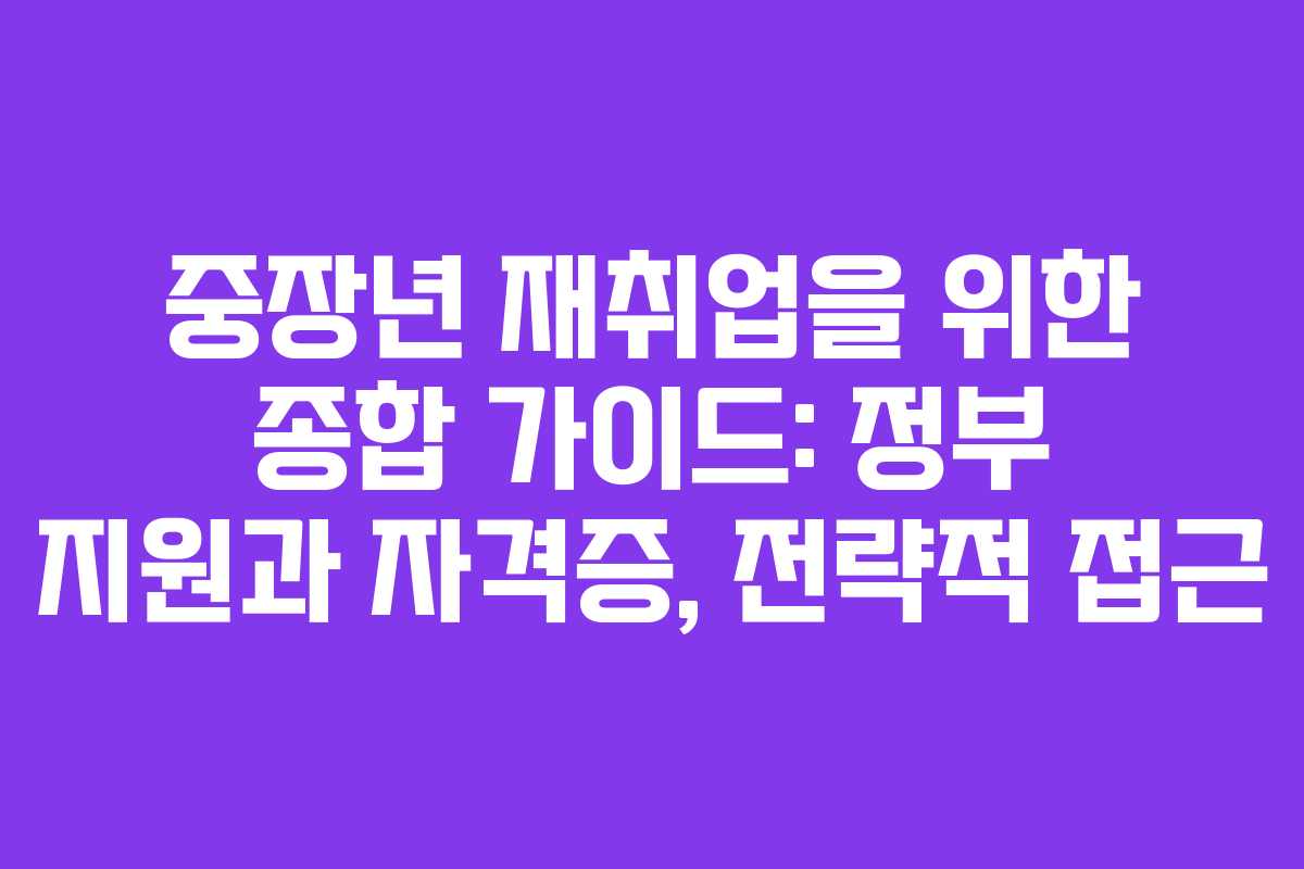 중장년 재취업을 위한 종합 가이드: 정부 지원과 자격증, 전략적 접근 중장년 재취업을 위한 종합 가이드: 정부 지원과 자격증, 전략적 접근