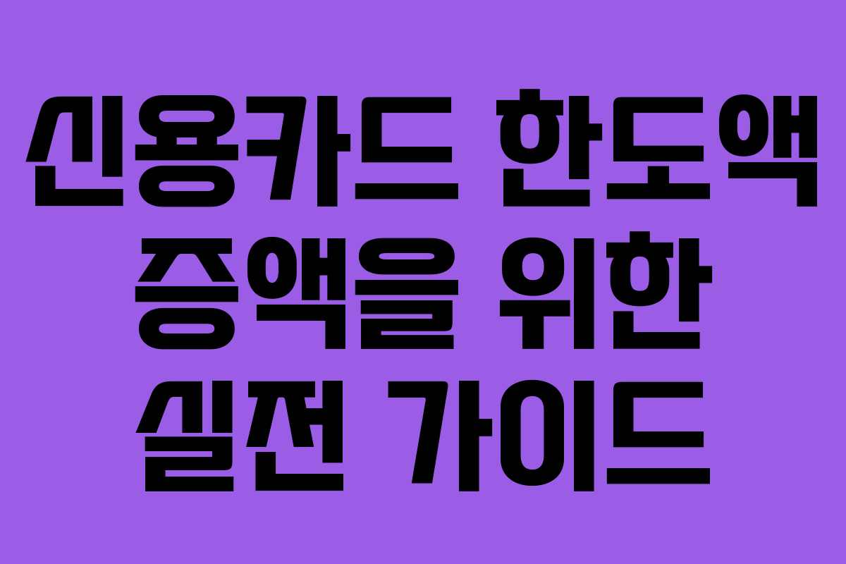신용카드 한도액 증액을 위한 실전 가이드
