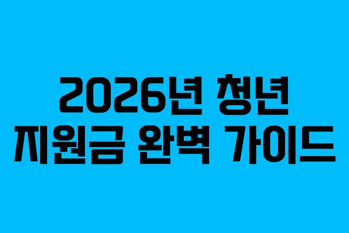 2026년 청년 지원금 완벽 가이드 2026년 청년 지원금 완벽 가이드