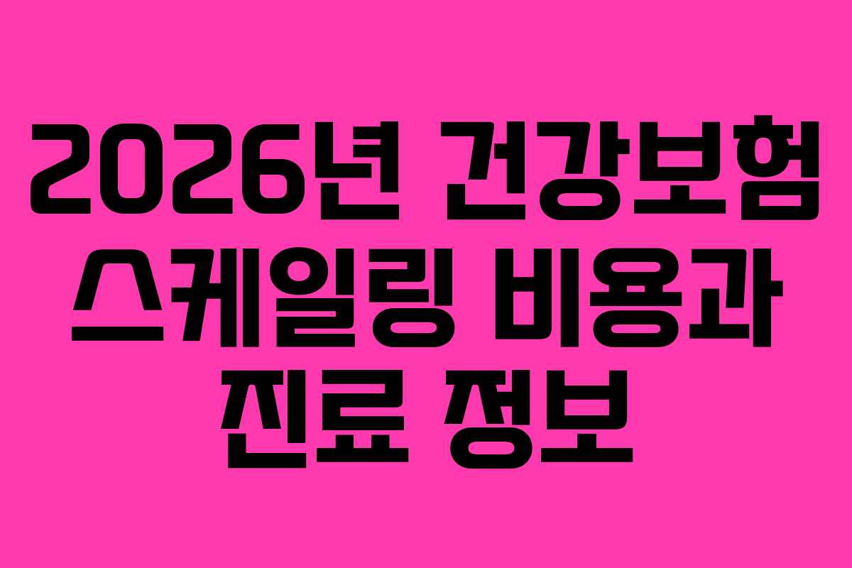 2026년 건강보험 스케일링 비용과 진료 정보