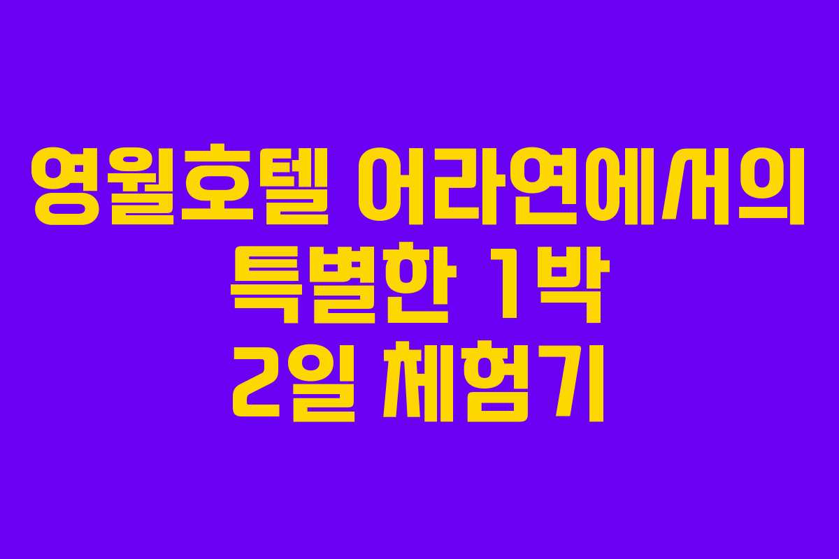 영월호텔 어라연에서의 특별한 1박 2일 체험기