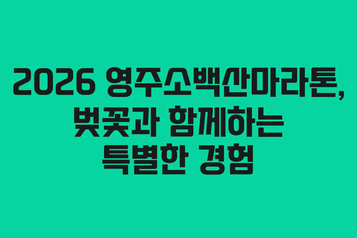 2026 영주소백산마라톤, 벚꽃과 함께하는 특별한 경험