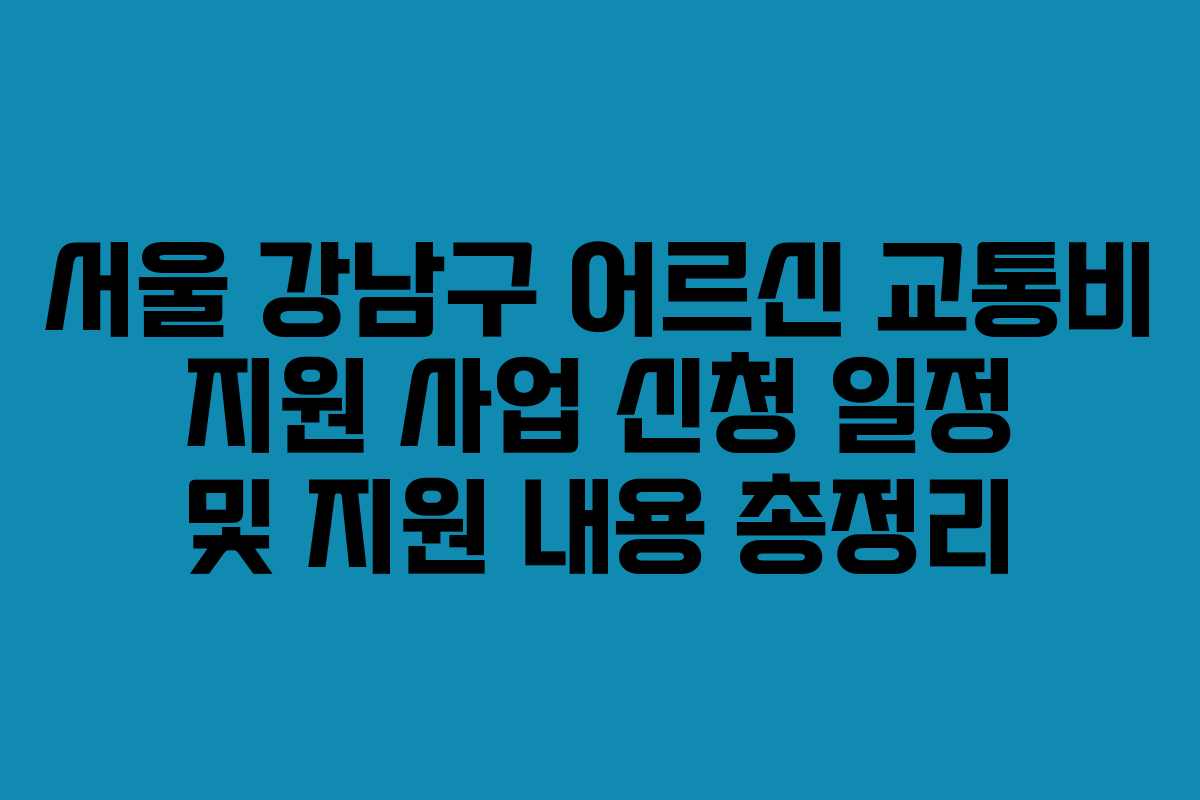 서울 강남구 어르신 교통비 지원 사업 신청 일정 및 지원 내용 총정리