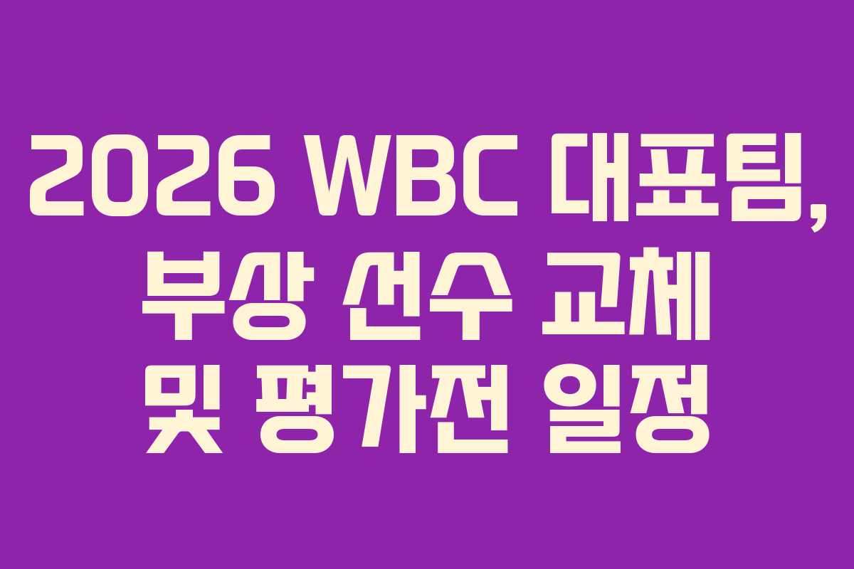 2026 WBC 대표팀, 부상 선수 교체 및 평가전 일정