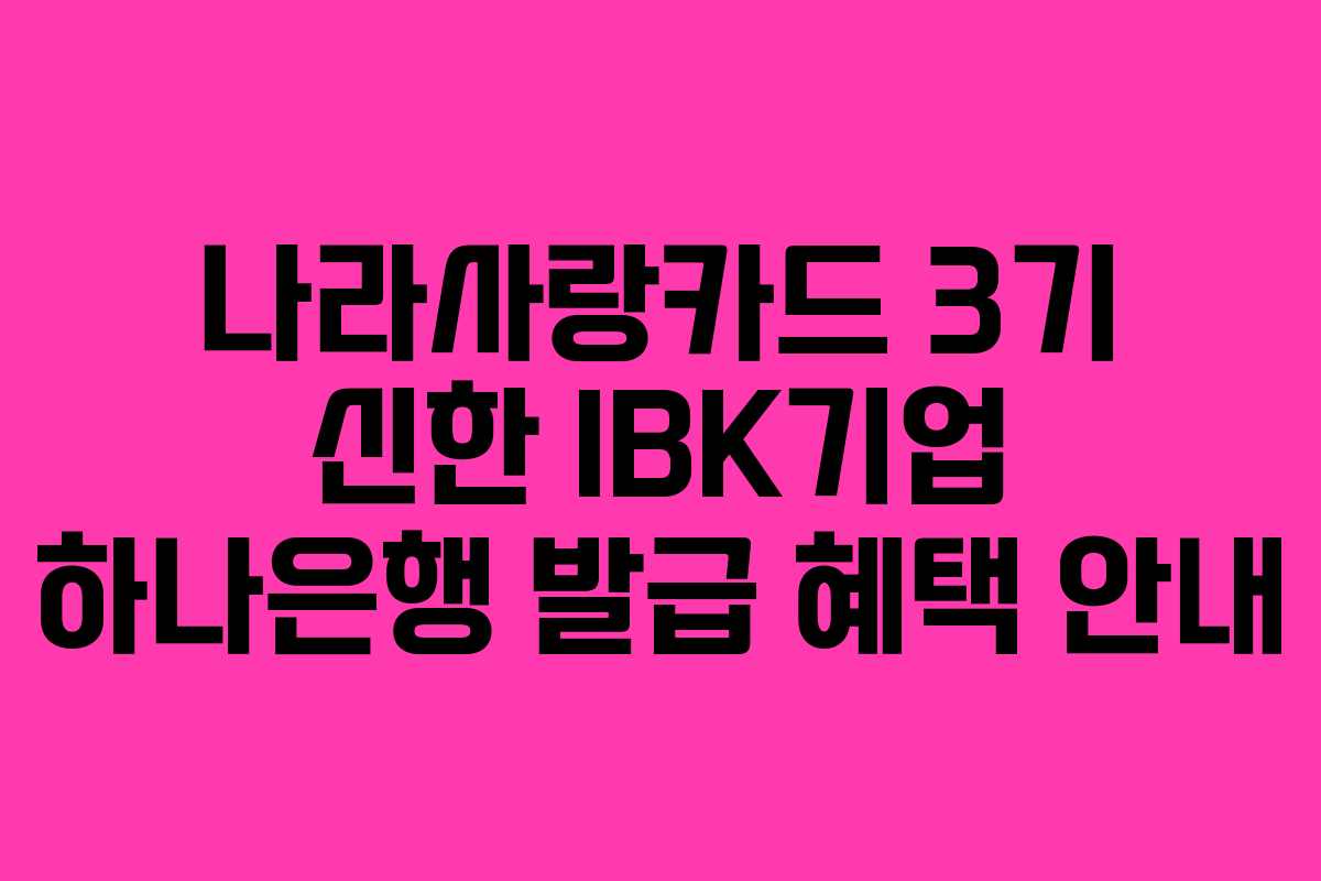 나라사랑카드 3기 신한 IBK기업 하나은행 발급 혜택 안내