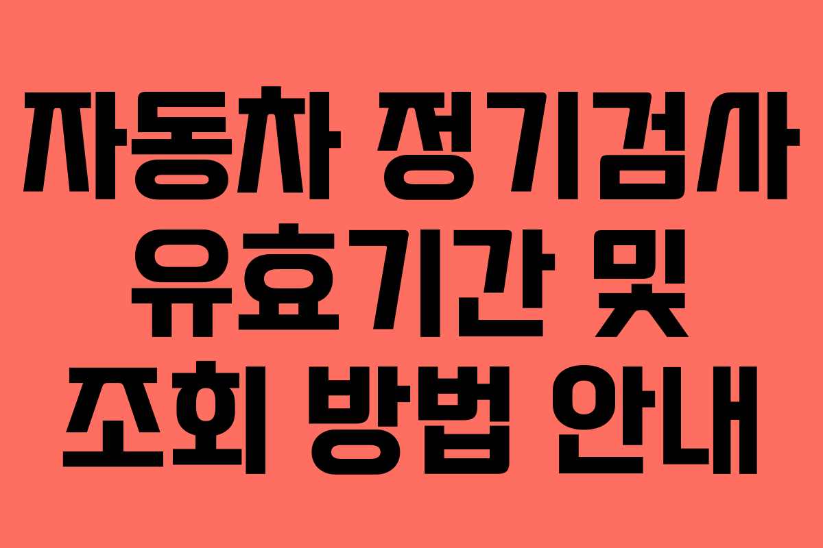 자동차 정기검사 유효기간 및 조회 방법 안내