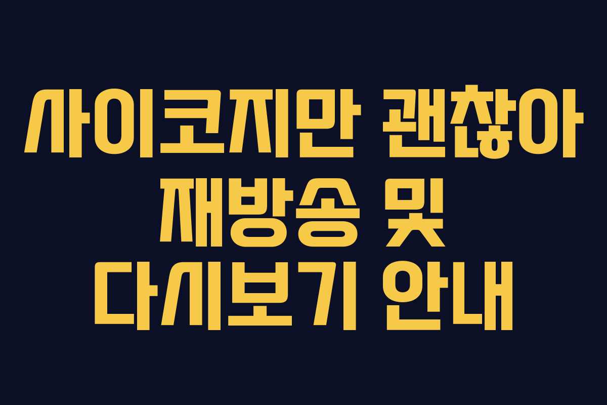 사이코지만 괜찮아 재방송 및 다시보기 안내 사이코지만 괜찮아 재방송 및 다시보기 안내