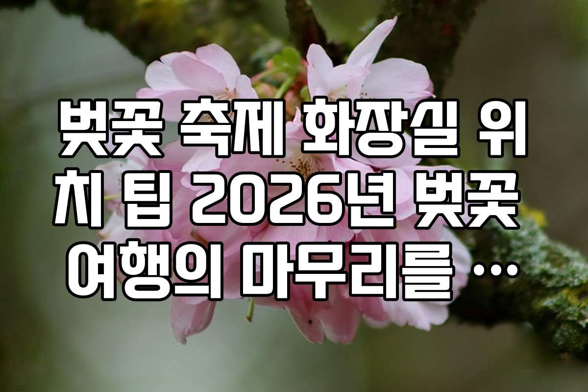 벚꽃 축제 화장실 위치 팁 2026년 벚꽃 여행의 마무리를 깨끗하게 하는 팁