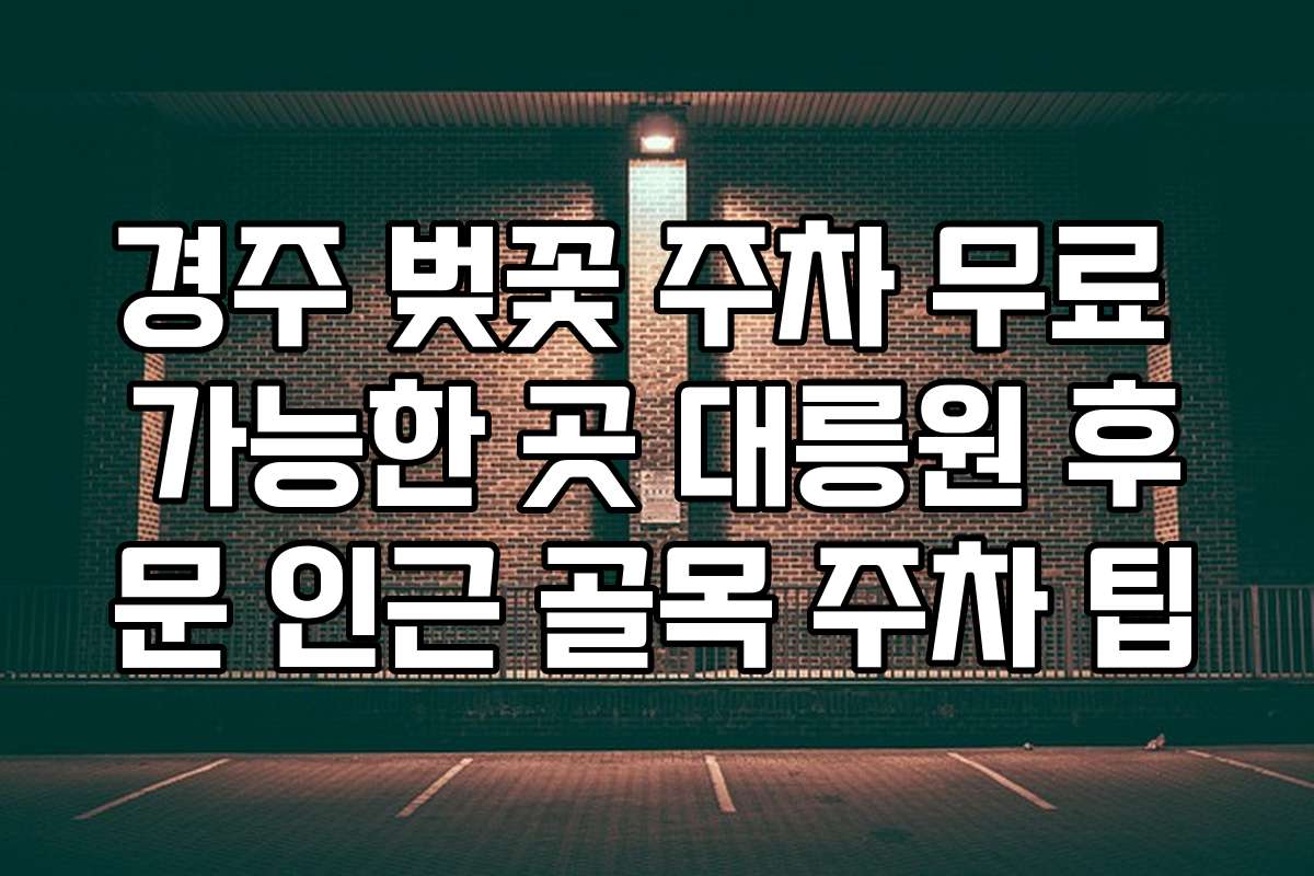 경주 벚꽃 주차 무료 가능한 곳 대릉원 후문 인근 골목 주차 팁