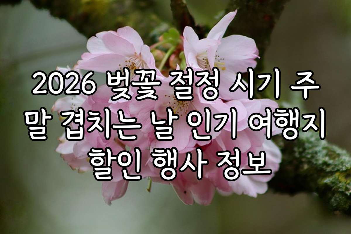 2026 벚꽃 절정 시기 주말 겹치는 날 인기 여행지 할인 행사 정보
