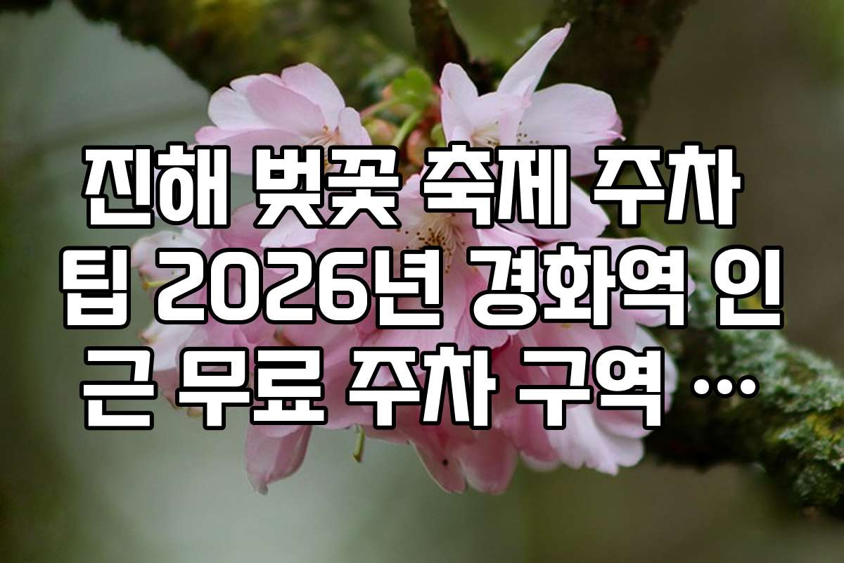 진해 벚꽃 축제 주차 팁 2026년 경화역 인근 무료 주차 구역 안내
