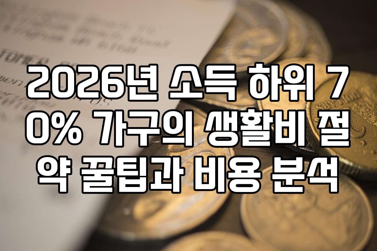 2026년 소득 하위 70% 가구의 생활비 절약 꿀팁과 비용 분석