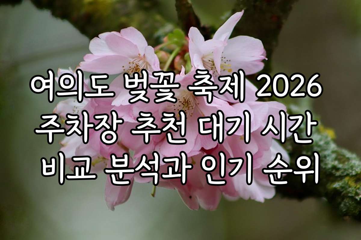 여의도 벚꽃 축제 2026 주차장 추천 대기 시간 비교 분석과 인기 순위
