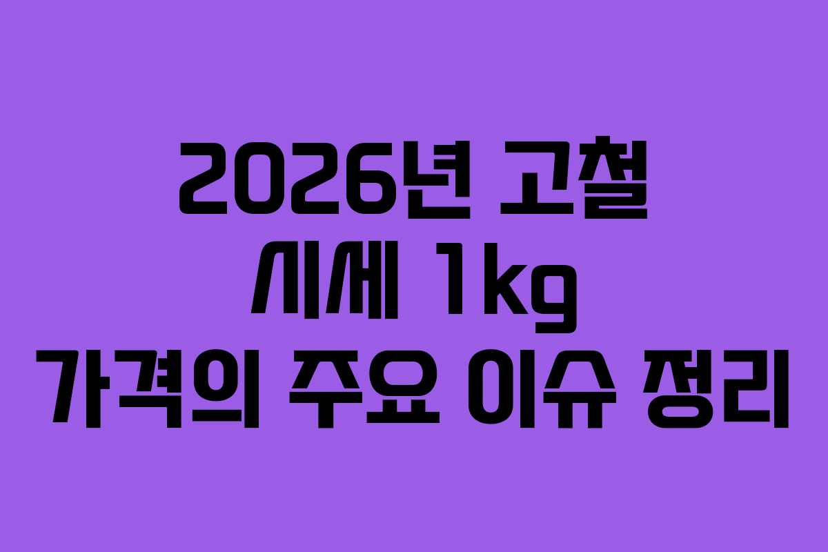 2026년 고철 시세 1kg 가격의 주요 이슈 정리