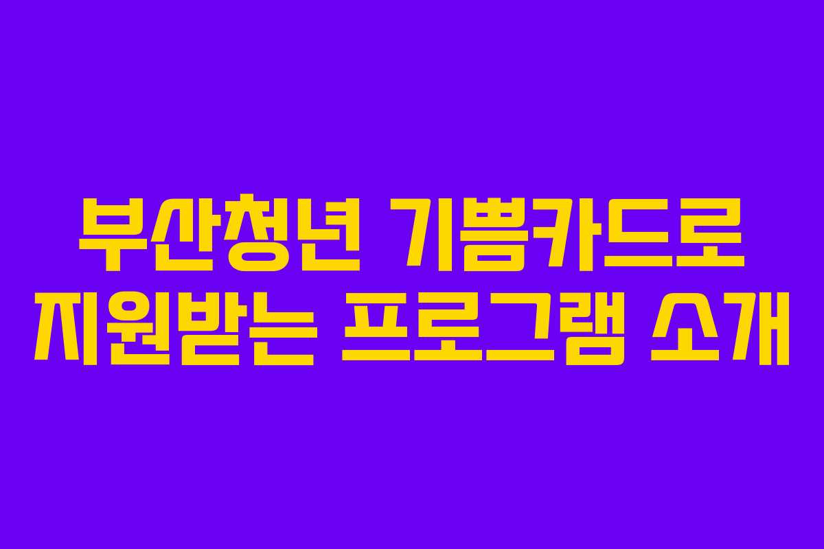 부산청년 기쁨카드로 지원받는 프로그램 소개