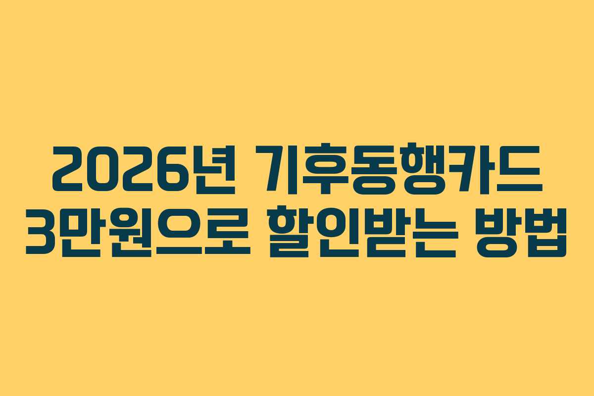 2026년 기후동행카드 3만원으로 할인받는 방법