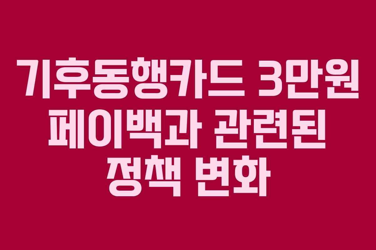 기후동행카드 3만원 페이백과 관련된 정책 변화