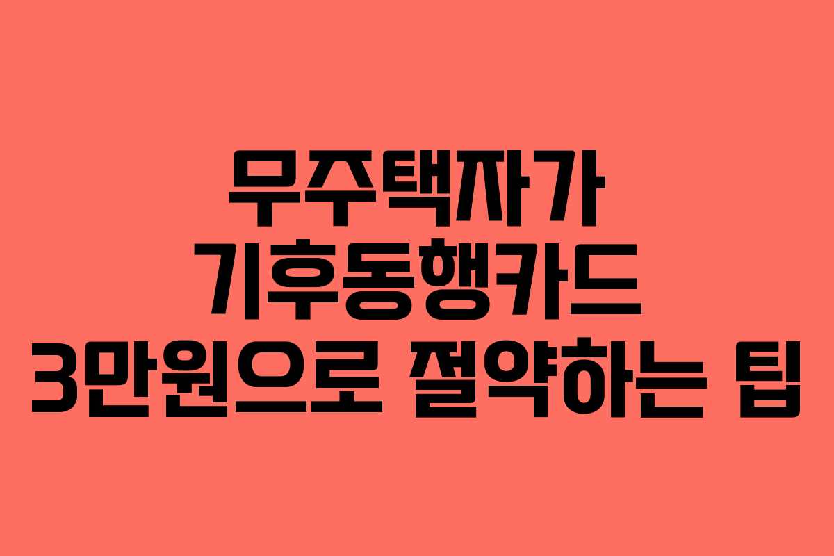 무주택자가 기후동행카드 3만원으로 절약하는 팁