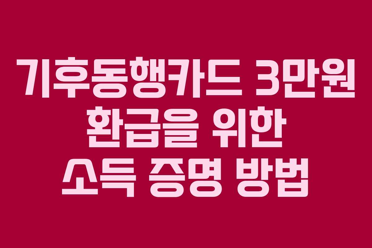 기후동행카드 3만원 환급을 위한 소득 증명 방법