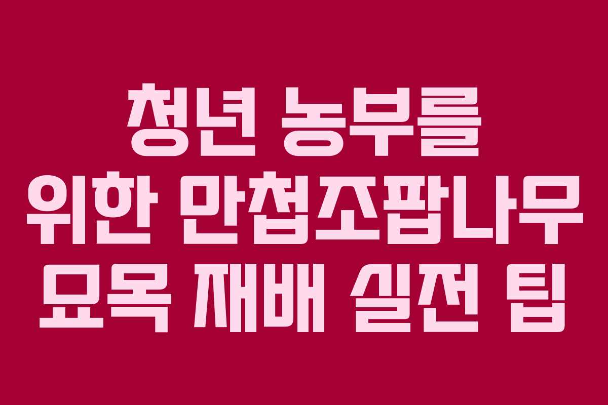 청년 농부를 위한 만첩조팝나무 묘목 재배 실전 팁