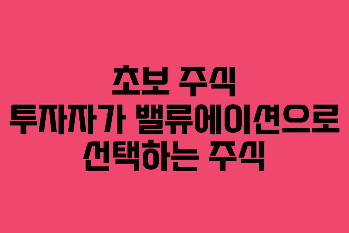 초보 주식 투자자가 밸류에이션으로 선택하는 주식