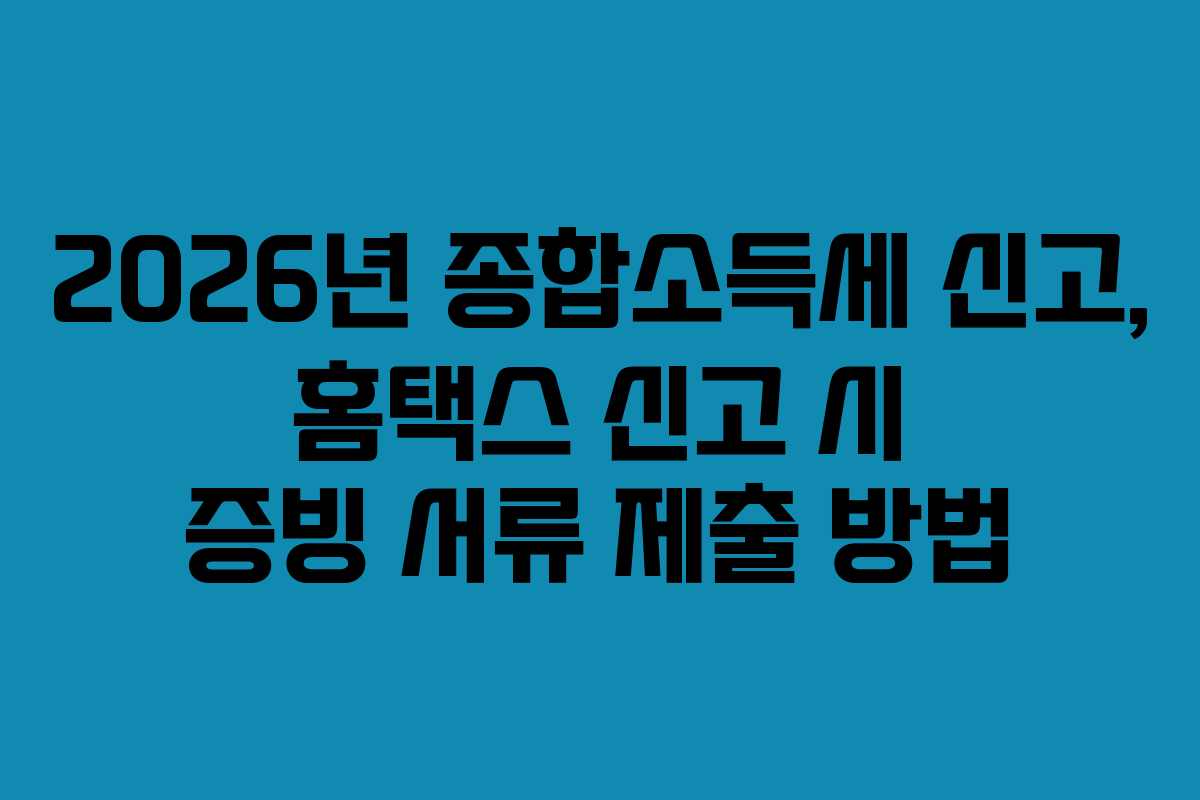 2026년 종합소득세 신고, 홈택스 신고 시 증빙 서류 제출 방법