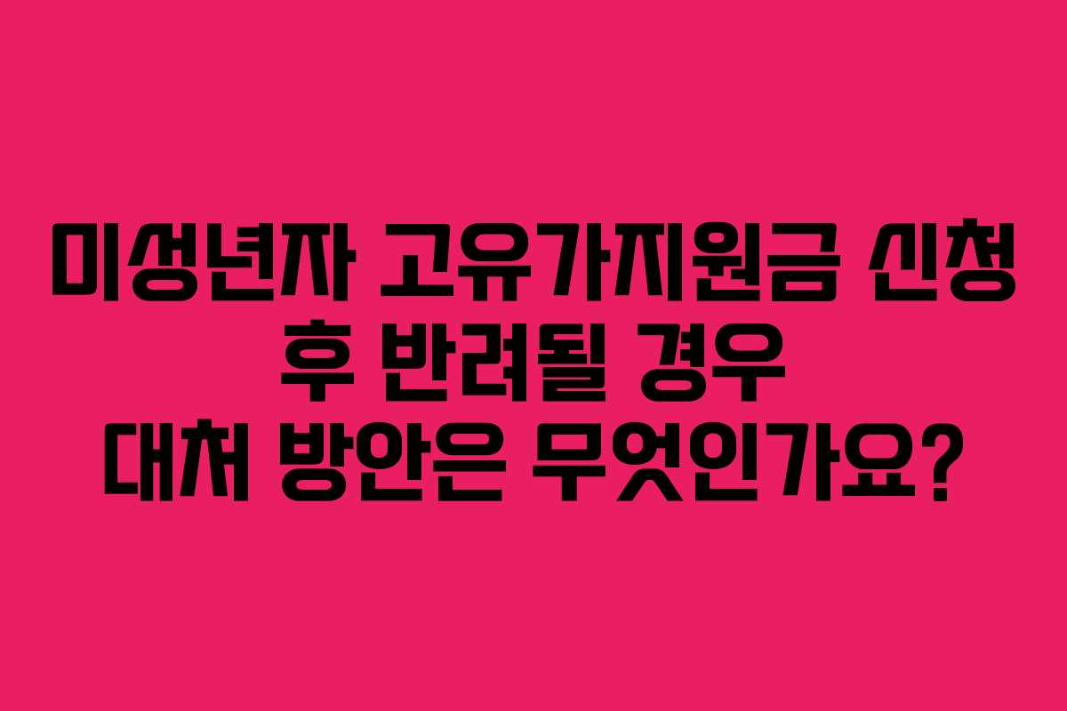 미성년자 고유가지원금 신청 후 반려될 경우 대처 방안은 무엇인가요?